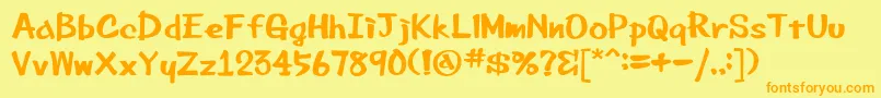 Beemarkerink-Schriftart – Orangefarbene Schriften auf gelbem Hintergrund