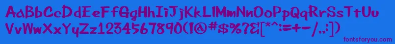 Czcionka Beemarkerink – fioletowe czcionki na niebieskim tle