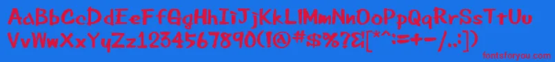 Beemarkerink-Schriftart – Rote Schriften auf blauem Hintergrund