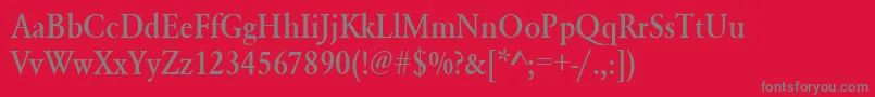 フォントUrwgaramondtmedextnar – 赤い背景に灰色の文字
