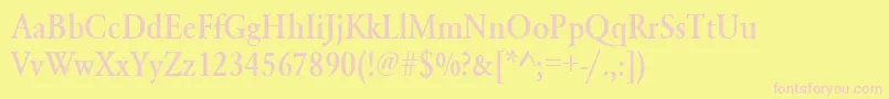 Urwgaramondtmedextnar Font – Pink Fonts on Yellow Background