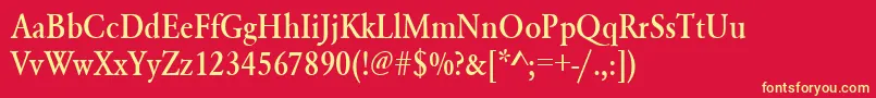 フォントUrwgaramondtmedextnar – 黄色の文字、赤い背景
