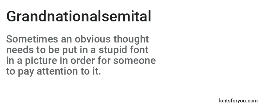 Review of the Grandnationalsemital Font