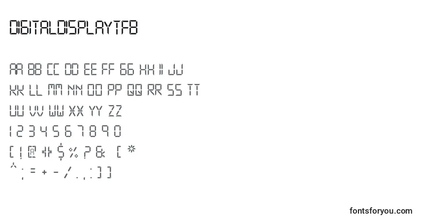 A fonte DigitalDisplayTfb – alfabeto, números, caracteres especiais