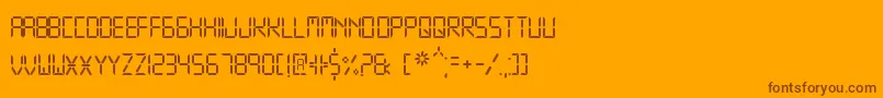 DigitalDisplayTfb-Schriftart – Braune Schriften auf orangefarbenem Hintergrund