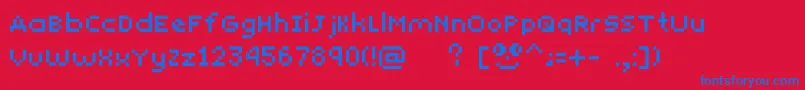 フォントYunapixel – 赤い背景に青い文字