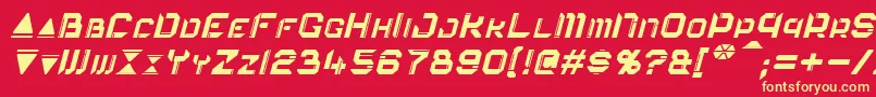 フォントEurocorpItalic – 黄色の文字、赤い背景