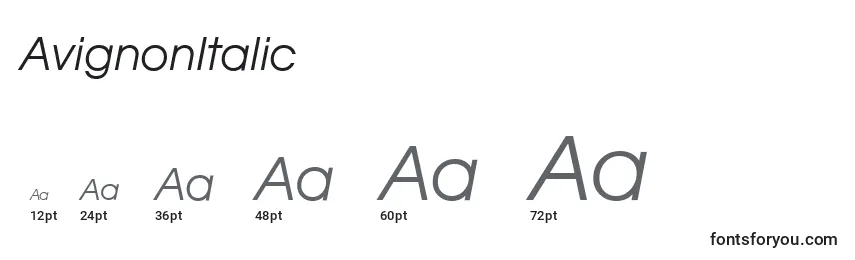Размеры шрифта AvignonItalic