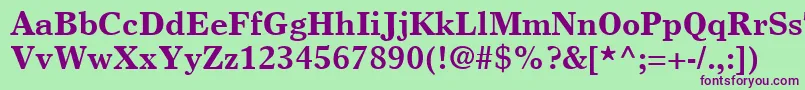 TimesEuropaLtBold Font – Purple Fonts on Green Background