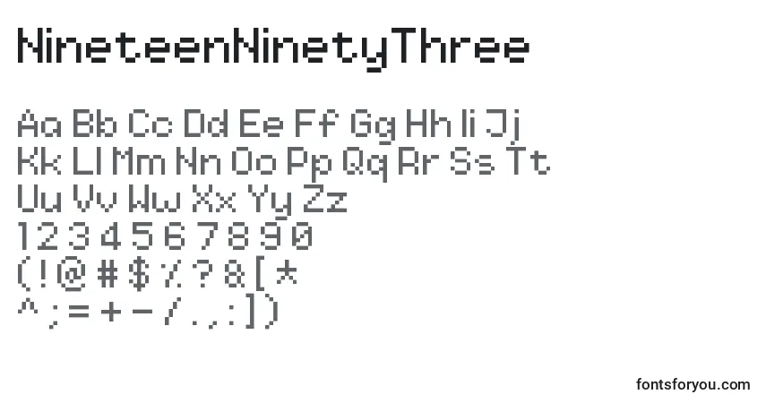 Schriftart NineteenNinetyThree – Alphabet, Zahlen, spezielle Symbole