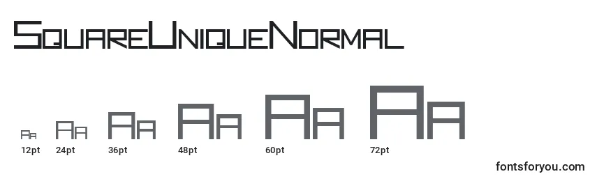 SquareUniqueNormal Font Sizes