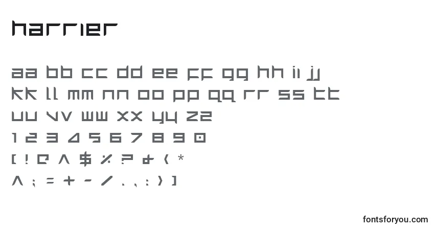 Harrier-fontti – aakkoset, numerot, erikoismerkit