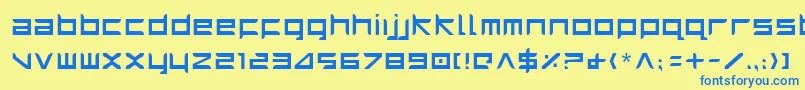 フォントHarrier – 青い文字が黄色の背景にあります。