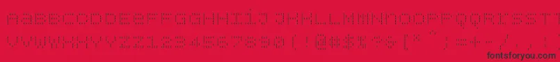 Bpdotsunicasevertical-Schriftart – Schwarze Schriften auf rotem Hintergrund