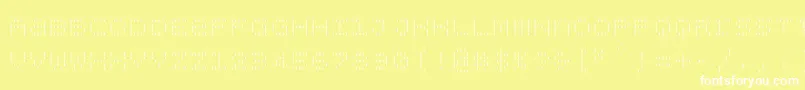 Bpdotsunicasevertical-Schriftart – Weiße Schriften auf gelbem Hintergrund