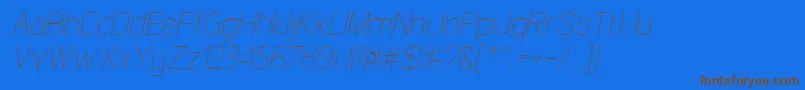 LintelThinitalic-Schriftart – Braune Schriften auf blauem Hintergrund