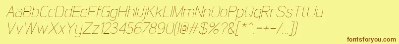 Fonte LintelThinitalic – fontes marrons em um fundo amarelo