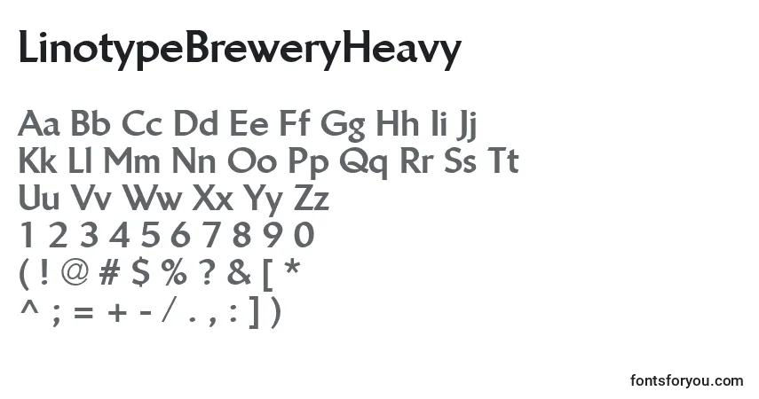 Czcionka LinotypeBreweryHeavy – alfabet, cyfry, specjalne znaki