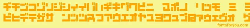 D3MouldismKatakana Font – Orange Fonts on Yellow Background