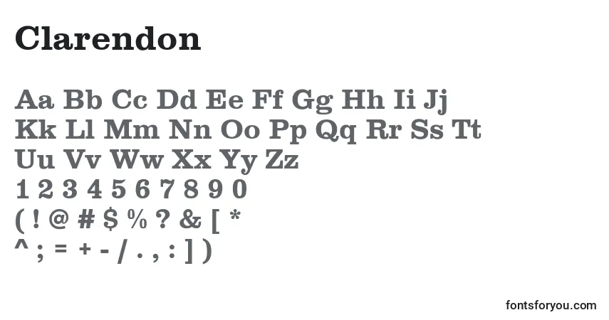 Schriftart Clarendon – Alphabet, Zahlen, spezielle Symbole