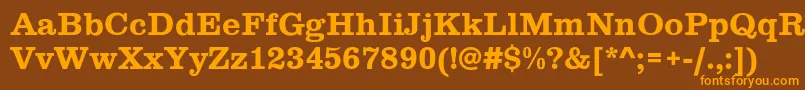 フォントClarendon – オレンジ色の文字が茶色の背景にあります。