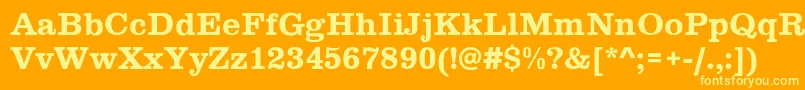 フォントClarendon – オレンジの背景に黄色の文字