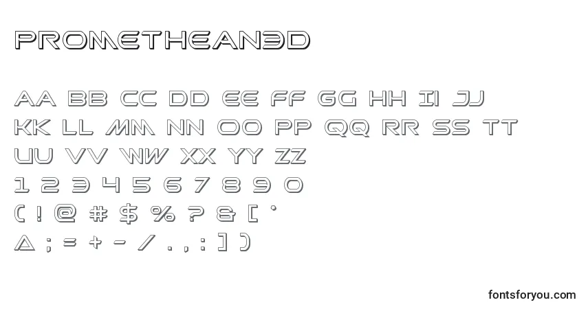A fonte Promethean3D – alfabeto, números, caracteres especiais
