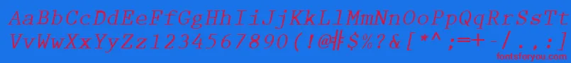 PrestigeEliteLtBoldSlanted Font – Red Fonts on Blue Background