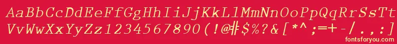 PrestigeEliteLtBoldSlanted Font – Yellow Fonts on Red Background