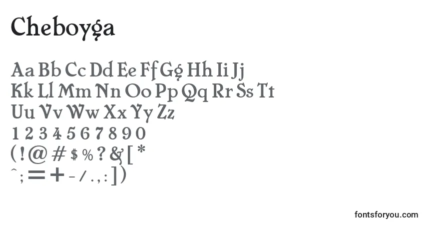 Cheboyga-fontti – aakkoset, numerot, erikoismerkit