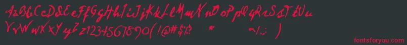 フォントDeartheov2 – 黒い背景に赤い文字