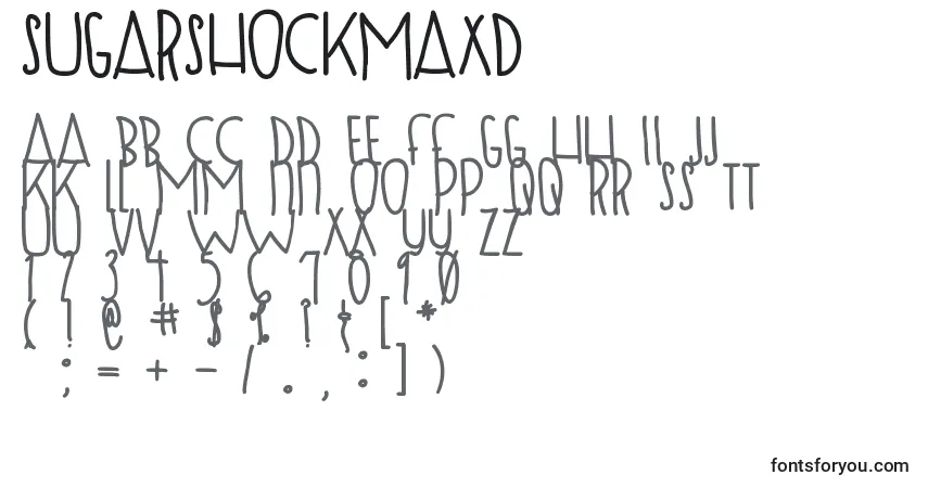 Czcionka SugarShockMaxd – alfabet, cyfry, specjalne znaki