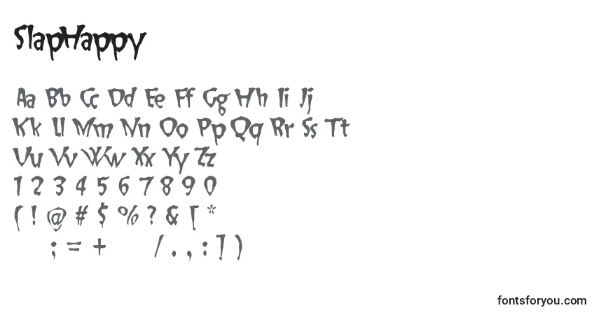 A fonte SlapHappy – alfabeto, números, caracteres especiais