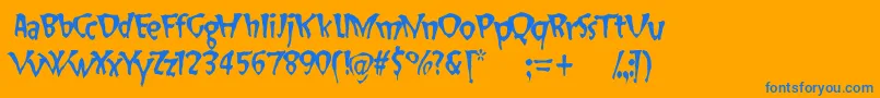 SlapHappy-Schriftart – Blaue Schriften auf orangefarbenem Hintergrund