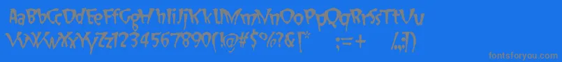 SlapHappy-fontti – harmaat kirjasimet sinisellä taustalla