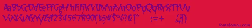 Fonte SlapHappy – fontes roxas em um fundo vermelho