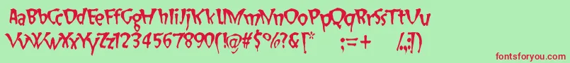 SlapHappy-fontti – punaiset fontit vihreällä taustalla