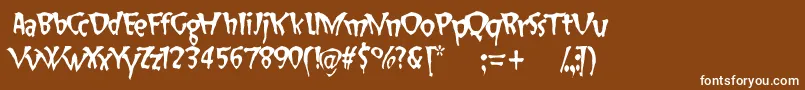 SlapHappy-fontti – valkoiset fontit ruskealla taustalla