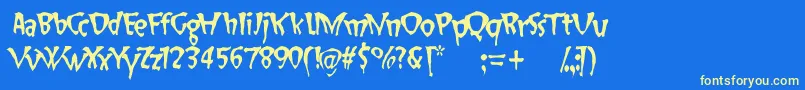 Fonte SlapHappy – fontes amarelas em um fundo azul