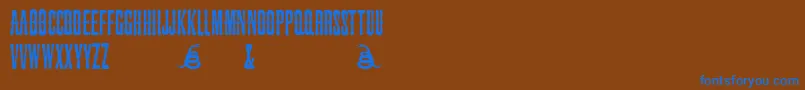 フォントSnakebiteSaloon – 茶色の背景に青い文字