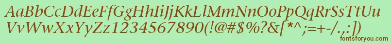 MesouranSerifSsiItalic Font – Brown Fonts on Green Background