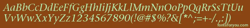 MesouranSerifSsiItalic Font – Green Fonts on Brown Background