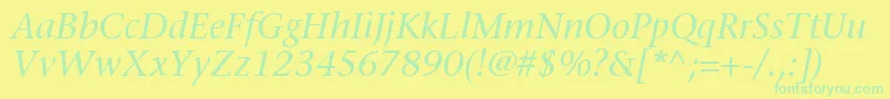 MesouranSerifSsiItalic Font – Green Fonts on Yellow Background