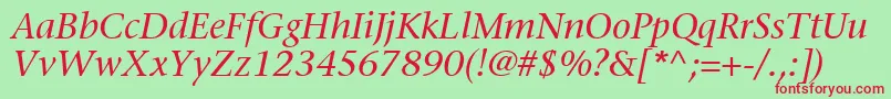 MesouranSerifSsiItalic Font – Red Fonts on Green Background