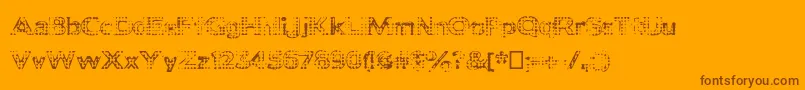 Deadclownsblack-Schriftart – Braune Schriften auf orangefarbenem Hintergrund