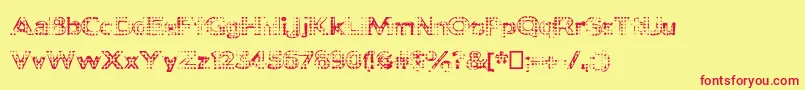 Deadclownsblack-Schriftart – Rote Schriften auf gelbem Hintergrund