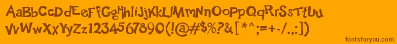 HappySans-Schriftart – Braune Schriften auf orangefarbenem Hintergrund