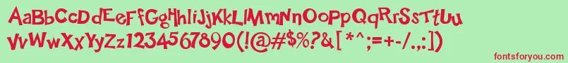 HappySans Font – Red Fonts on Green Background