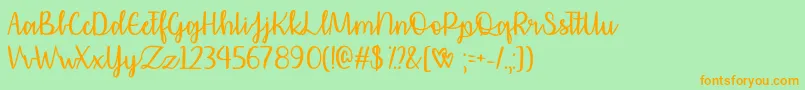 AffectionatelyYoursOtf-Schriftart – Orangefarbene Schriften auf grünem Hintergrund