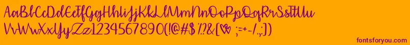 Шрифт AffectionatelyYoursOtf – фиолетовые шрифты на оранжевом фоне